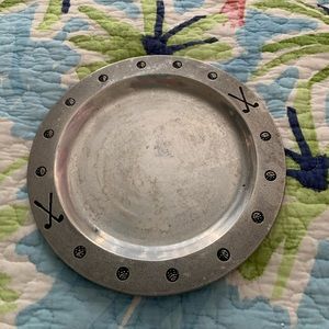 Vintage Pewtarex Round Dish with Golf Motif